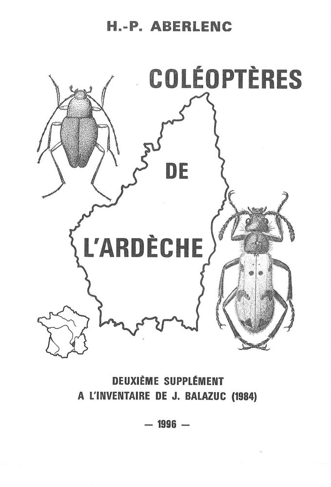 Couverture — Coléoptères de l’Ardèche : 2ᵉ supplément à l’inventaire de J. Balazuc