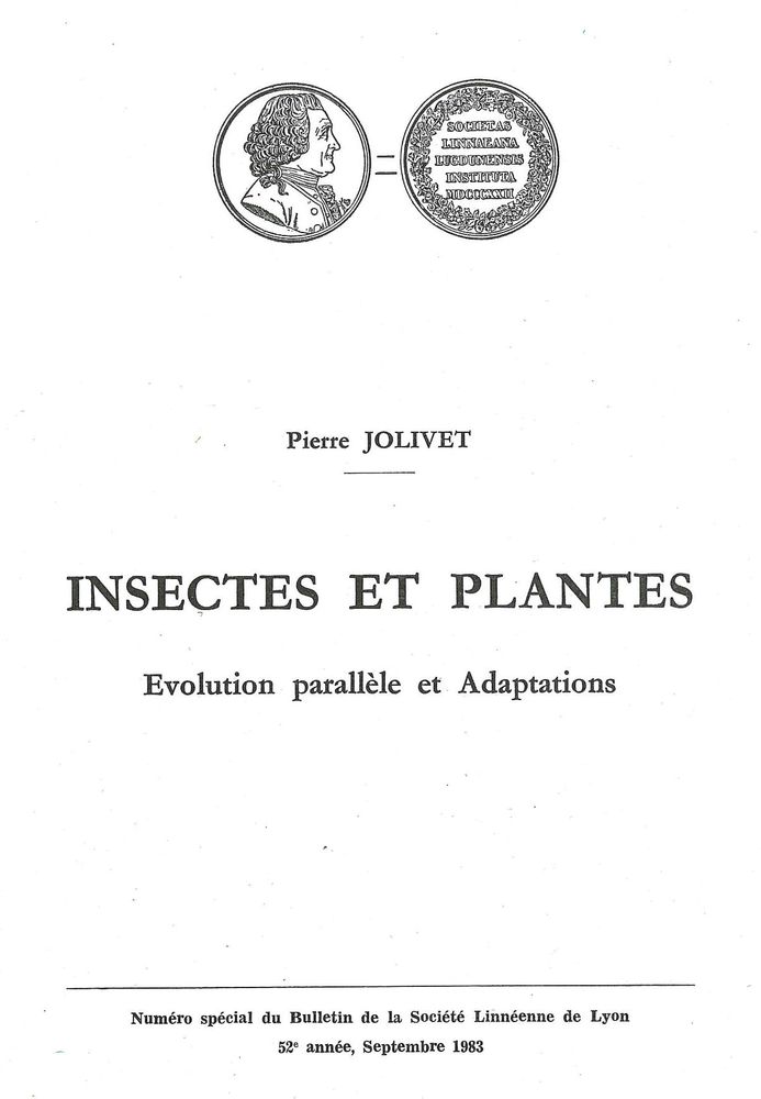 Couverture — Insectes et plantes. Évolution parallèle et adaptations